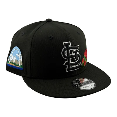 St. Louis Cardinals Black STL Rose Gateway Arch Patch New Era 9FIFTY Snapback Hat
