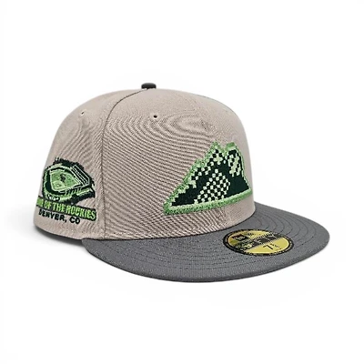 Colorado Rockies Stone Storm Gray 2T Leon the Lab Home of Patch Mountian Pine Green UV New Era 59FIFTY Fitted Hat