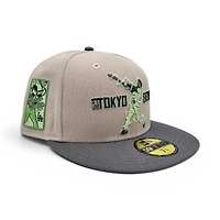 Los Angeles Dodgers Stone Storm Gray 2T Leon the Lab Tokoyo Series Patch Mountian Pine Green UV New Era 59FIFTY Fitted Hat