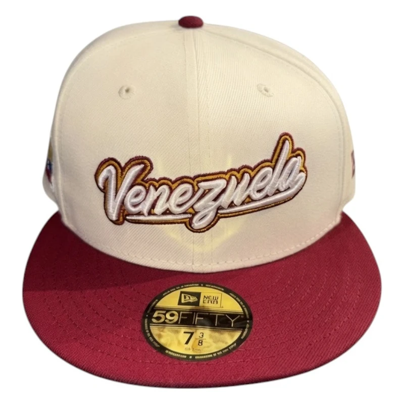 Venezuela Chrome and Maroon Flag Patch Trophy Batterman New Era 59FIFTY Fitted Hat