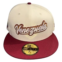 Venezuela Chrome and Maroon Flag Patch Trophy Batterman New Era 59FIFTY Fitted Hat