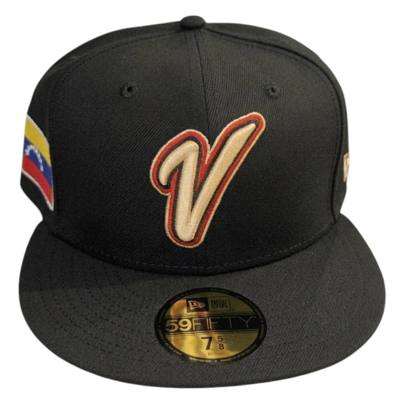 Venezuela Black WBC Flag Side Patch New Era 59FIFTY Fitted Hat