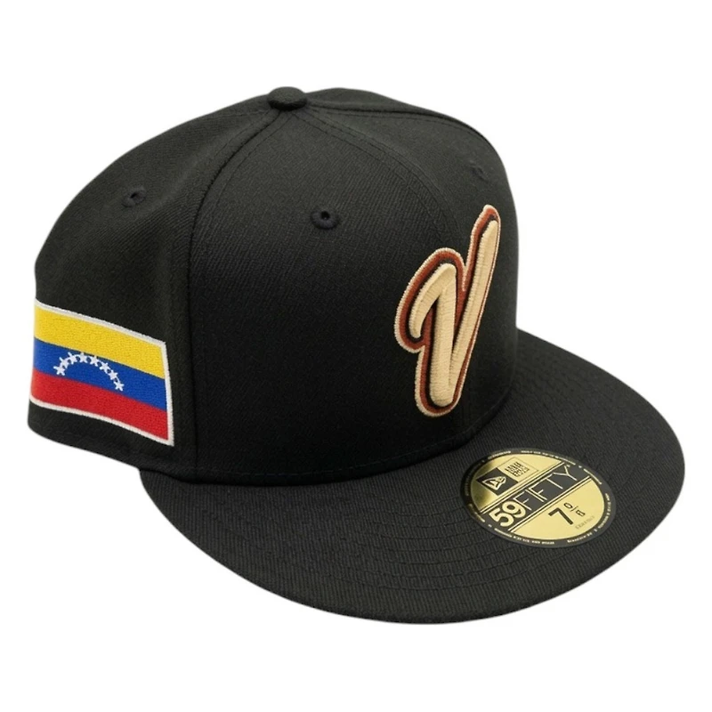 Venezuela Black WBC Flag Side Patch New Era 59FIFTY Fitted Hat