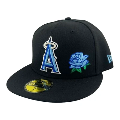 Los Angeles Angels Black Blue Rose Father's Day Collection Icy UV New Era 59FIFTY Fitted Hat