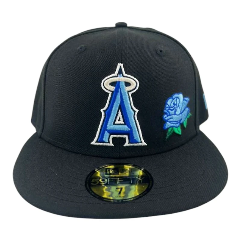 Los Angeles Angels Black Blue Rose Father's Day Collection Icy UV New Era 59FIFTY Fitted Hat