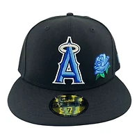 Los Angeles Angels Black Blue Rose Father's Day Collection Icy UV New Era 59FIFTY Fitted Hat