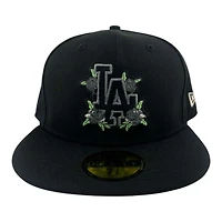 Los Angeles Dodgers Black Graphite Rose Father's Day Collection UV New Era 59FIFTY Fitted Hat