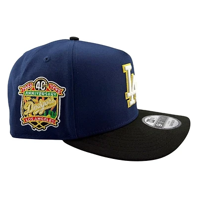 Los Angeles Dodgers Ocean Blue and Black 40th Anniversary Patch New Era 9FIFTY A-Frame Snapback Hat