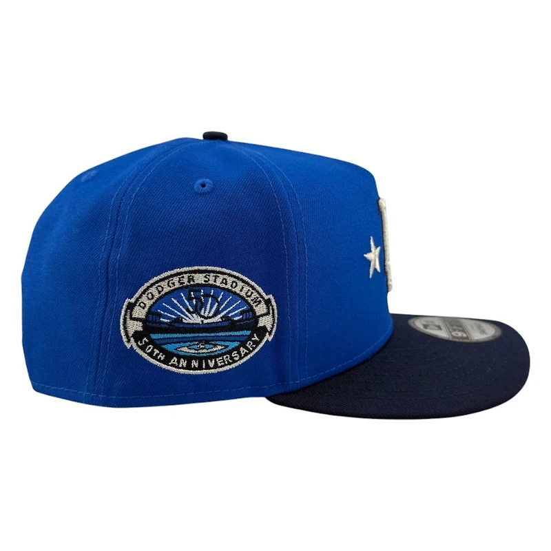 Los Angeles Dodgers Light Royal and Ocean Blue 50th Anniversary Patch New Era 9FIFTY A-Frame Snapback Hat