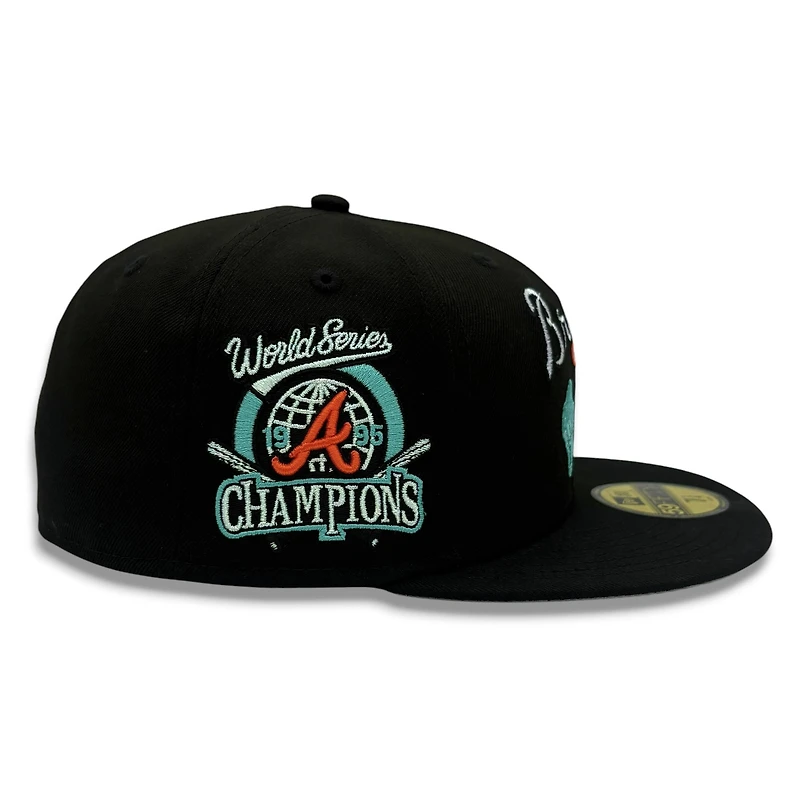Atlanta Braves Black Script 1995 World Series Champions Patch Grey UV New Era 59FIFTY Fitted Hat