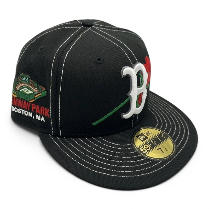 Boston Red Sox Black Rose Fenway Park Patch Gray UV New Era 59FIFTY Fitted Hat