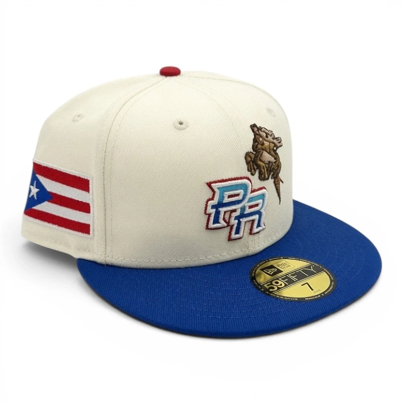 Puerto Rico Coqui Chrome and Royal Flag Patch Gray UV New Era 59FIFTY Fitted Hat