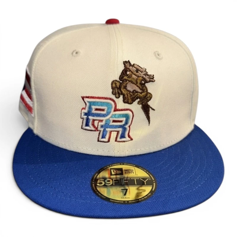 Puerto Rico Coqui Chrome and Royal Flag Patch Gray UV New Era 59FIFTY Fitted Hat