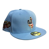 Wyoming Cowboys Blue USA 250th Anniversary Patch Gray UV New Era 59FIFTY Fitted Hat