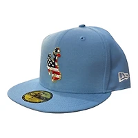 Wyoming Cowboys Blue USA 250th Anniversary Patch Gray UV New Era 59FIFTY Fitted Hat