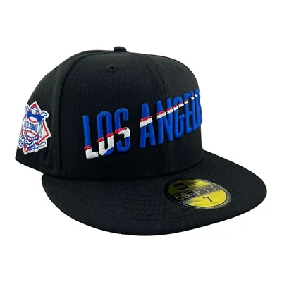 Los Angeles Dodgers Black Script National League Patch Gray UV New Era 59FIFTY Fitted Hat