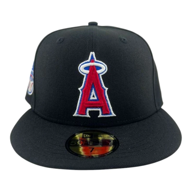 Los Angeles Angels Black American League Patch Gray UV New Era 59FIFTY Fitted Hat