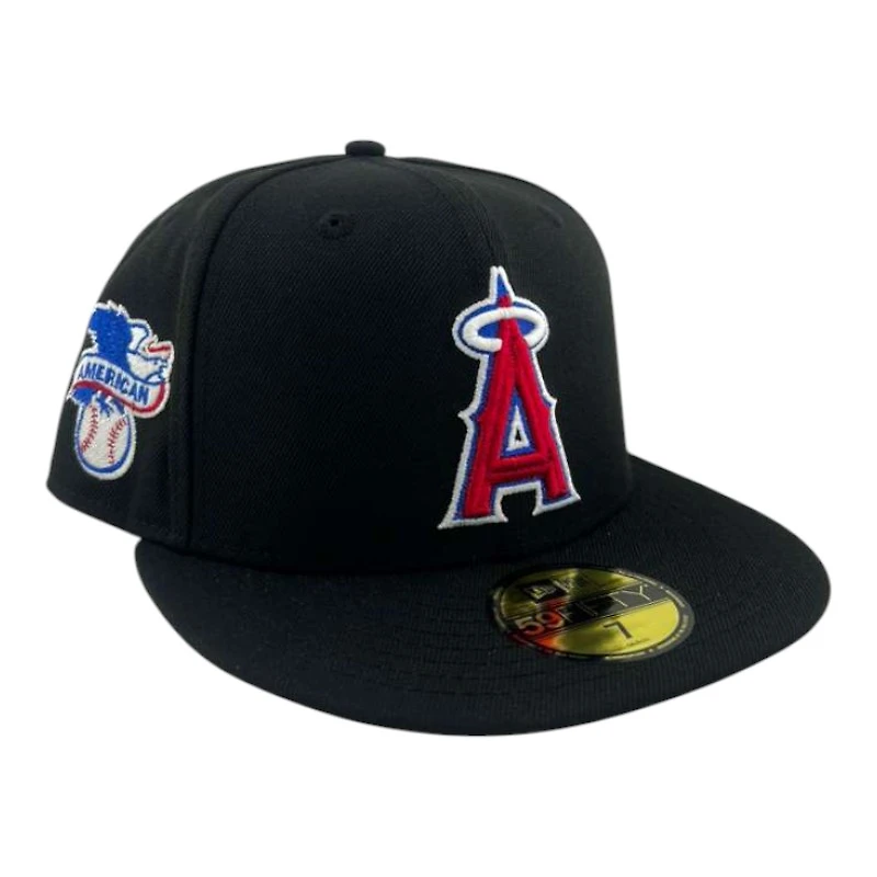 Los Angeles Angels Black American League Patch Gray UV New Era 59FIFTY Fitted Hat