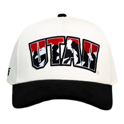 Utah Utes Cream and Black Corduroy Mountain Woodn Grail Snapback Hat