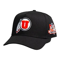 Utah Utes Black Stadium Patch Woodn Grail Snapback Hat