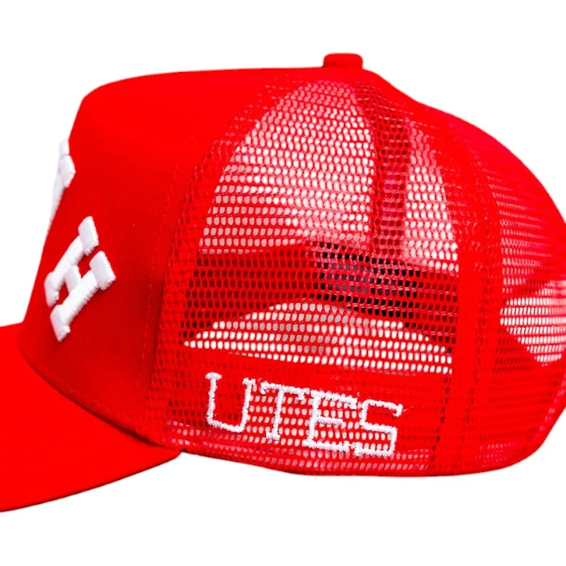 Utah Utes Red Mesh Trucker Woodn Grail Snapback Hat