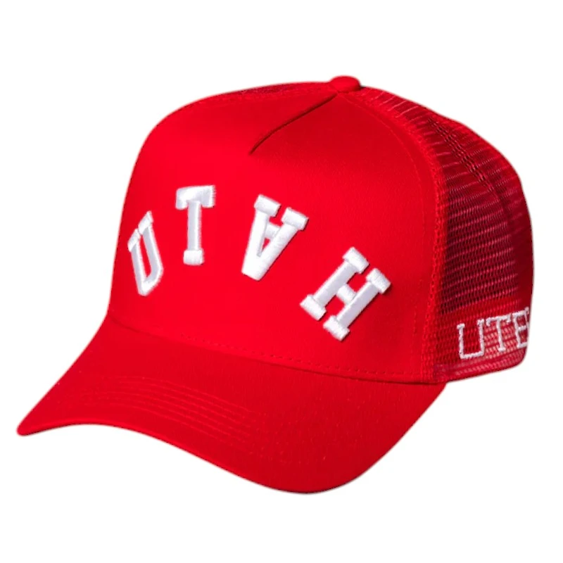 Utah Utes Red Mesh Trucker Woodn Grail Snapback Hat