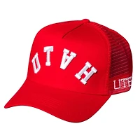 Utah Utes Red Mesh Trucker Woodn Grail Snapback Hat