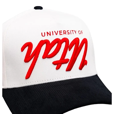 Utah Utes Cream and Red Flipped Script Woodn Grail Snapback Hat