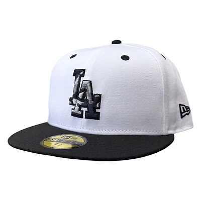 Los Angeles Dodgers Optic White and Black Camo Logo New Era 59FIFTY Fitted Hat