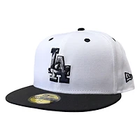 Los Angeles Dodgers Optic White and Black Camo Logo New Era 59FIFTY Fitted Hat