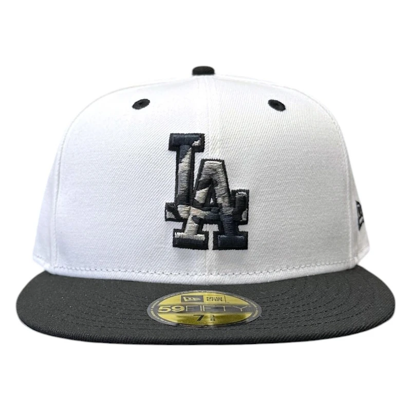 Los Angeles Dodgers Optic White and Black Camo Logo New Era 59FIFTY Fitted Hat