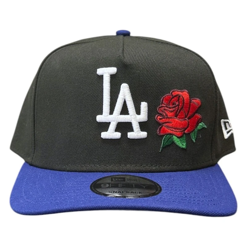 Los Angeles Dodgers Black and Royal Rose New Era 9FIFTY A-Frame Snapback Hat