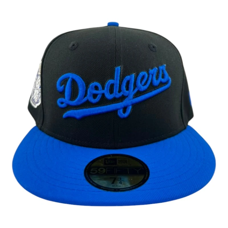 Los Angeles Dodgers Black and Royal Script Lantern Patch Gray UV New Era 59FIFTY Fitted Hat