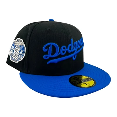 Los Angeles Dodgers Black and Royal Script Lantern Patch Gray UV New Era 59FIFTY Fitted Hat