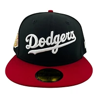 Los Angeles Dodgers Black and Red Script Lantern Patch Gray UV New Era 59FIFTY Fitted Hat