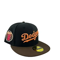 Los Angeles Dodgers Black and Walnut Script Lantern Patch Gray UV New Era 59FIFTY Fitted Hat