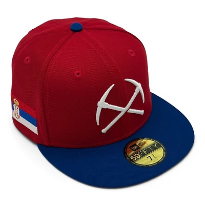 Denver Nuggets Scarlet Light Royal 2T Leon the Lab Serbia 1.0 Patch Green UV New Era 59FIFTY Fitted Hat