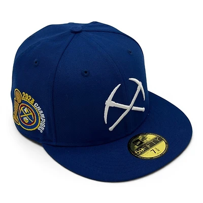 Denver Nuggets Light Royal Leon the Lab Serbia 2023 Champions Patch Green UV New Era 59FIFTY Fitted Hat
