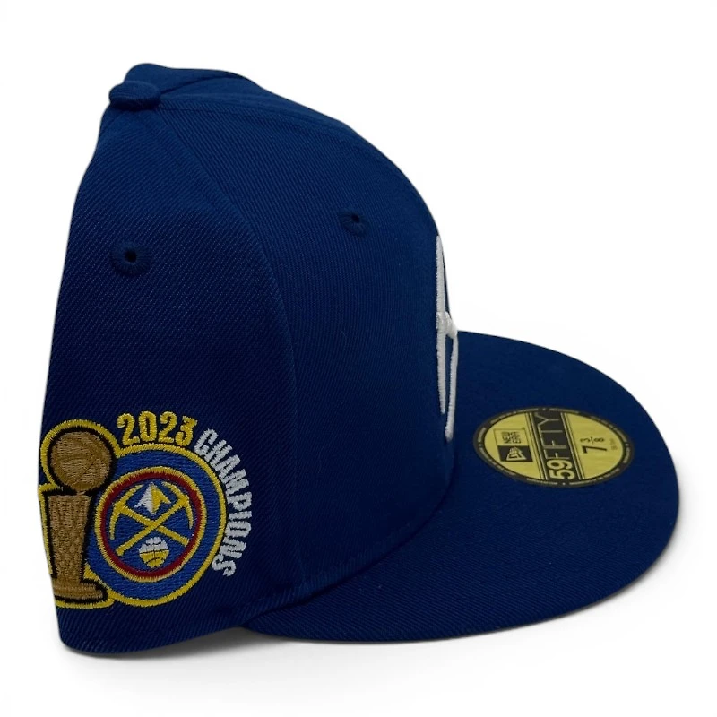 Denver Nuggets Light Royal Leon the Lab Serbia 2023 Champions Patch Green UV New Era 59FIFTY Fitted Hat