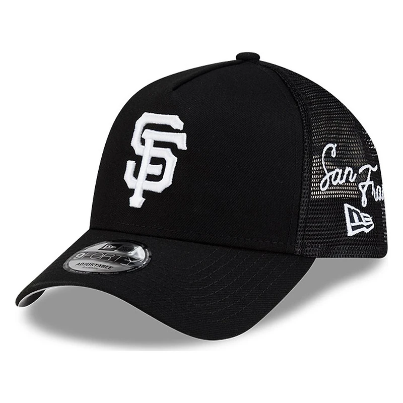 San Francisco Giants Black Trucker City Script New Era 9FORTY A-Frame Snapback Hat