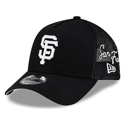 San Francisco Giants Black Trucker City Script New Era 9FORTY A-Frame Snapback Hat