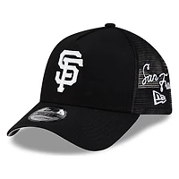 San Francisco Giants Black Trucker City Script New Era 9FORTY A-Frame Snapback Hat