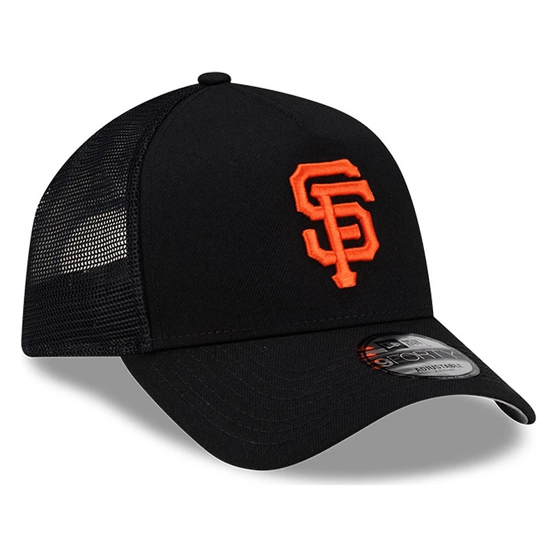San Francisco Giants Black and Orange Trucker City Script New Era 9FORTY A-Frame Snapback Hat