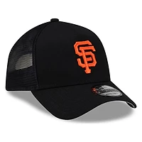 San Francisco Giants Black and Orange Trucker City Script New Era 9FORTY A-Frame Snapback Hat