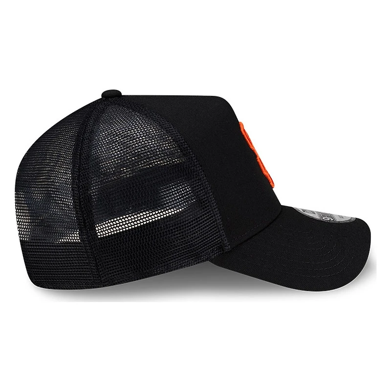 San Francisco Giants Black and Orange Trucker City Script New Era 9FORTY A-Frame Snapback Hat