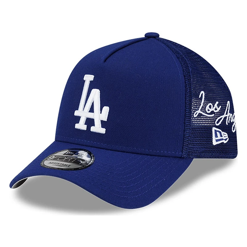 Los Angeles Dodgers Royal Blue Trucker City Script New Era 9FORTY A-Frame Snapback Hat