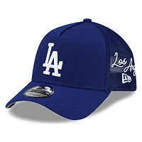 Los Angeles Dodgers Royal Blue Trucker City Script New Era 9FORTY A-Frame Snapback Hat