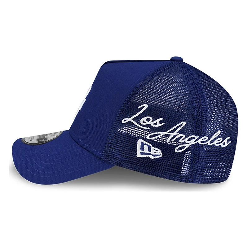 Los Angeles Dodgers Royal Blue Trucker City Script New Era 9FORTY A-Frame Snapback Hat