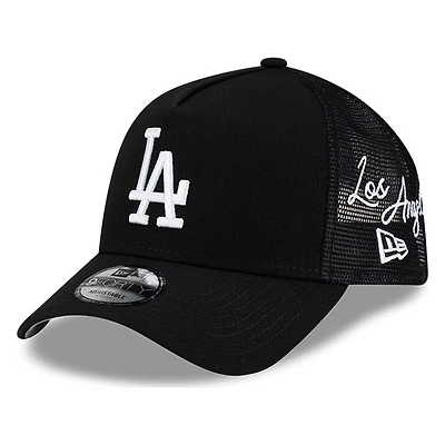 Los Angeles Dodgers Black Trucker City Script New Era 9FORTY A-Frame Snapback Hat