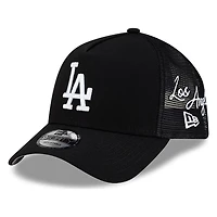 Los Angeles Dodgers Black Trucker City Script New Era 9FORTY A-Frame Snapback Hat
